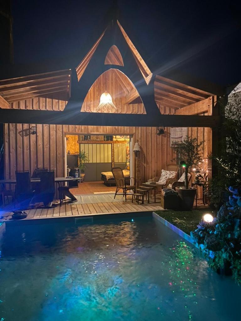 Chalet Atypique Vue Piscine Chauffee Gujan-Mestras Dış mekan fotoğraf